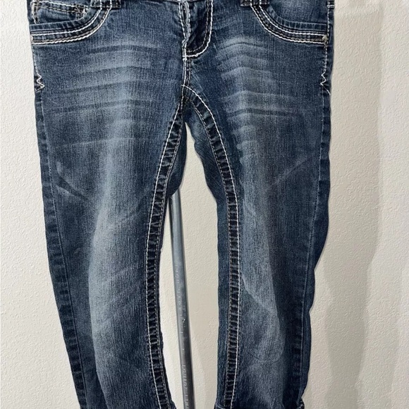 Angels, embellished denim, jean Capri juniors 3 26×22 stretch Cuffed - Picture 1 of 10